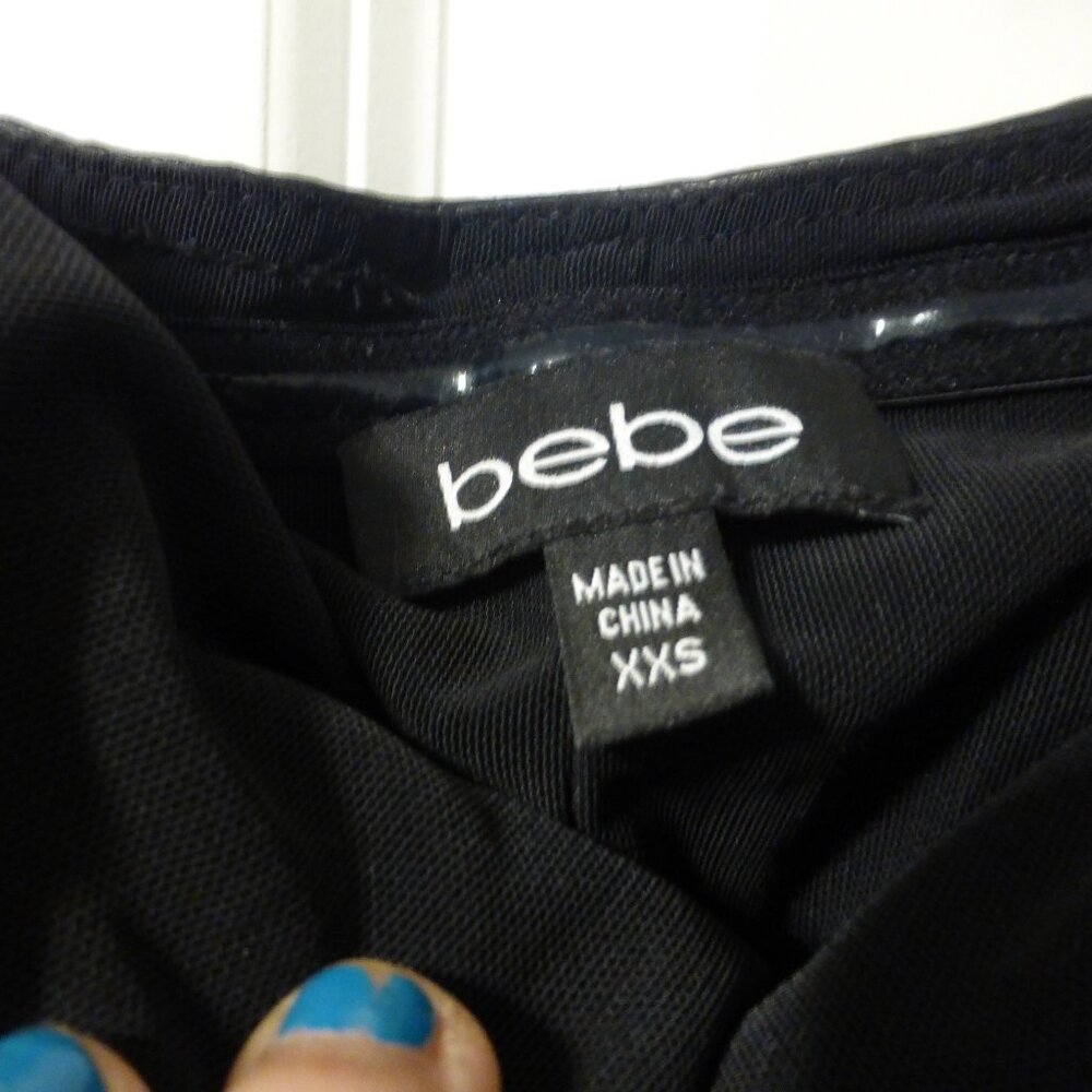 BEBE black ruched mesh and faux leather strapless tube dress - Picture 13 of 14
